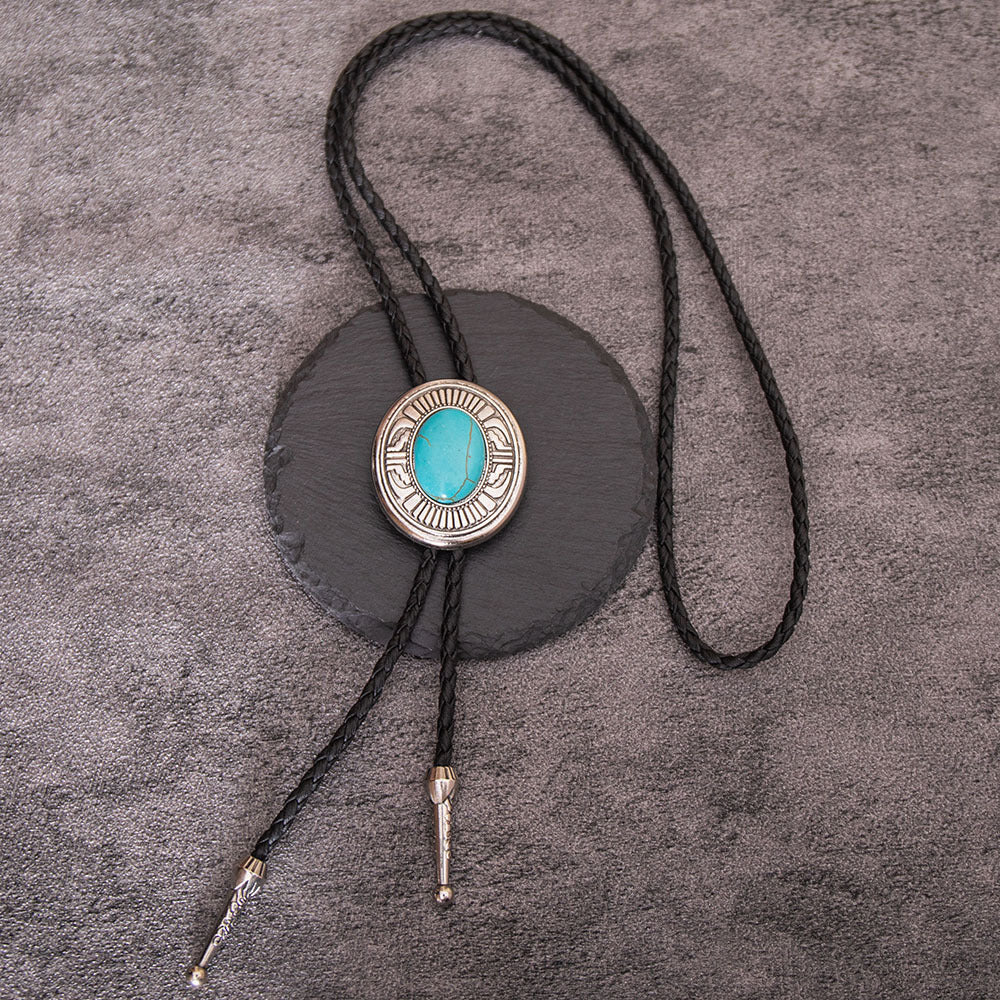 Wholesale Turquoise Pattern Alloy Bolo Tie Necklace